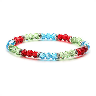 Fashionable Faceted Rondelle Glass Beads Stretch Bracelets for Women Girls Gift