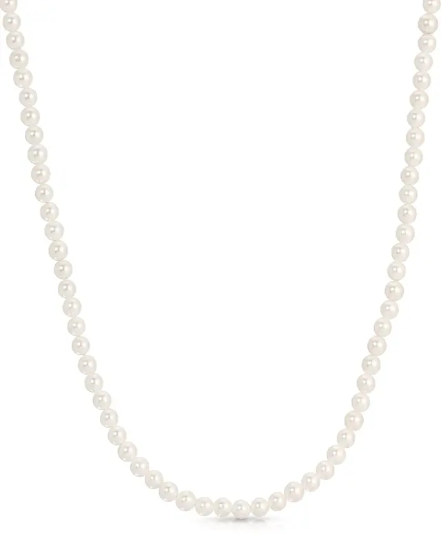 Pearl 3mm Necklace | Metal Color: Silver