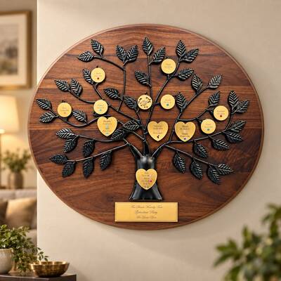 Personalized Anniversary Family Tree: Oval Plaque with Black Tree