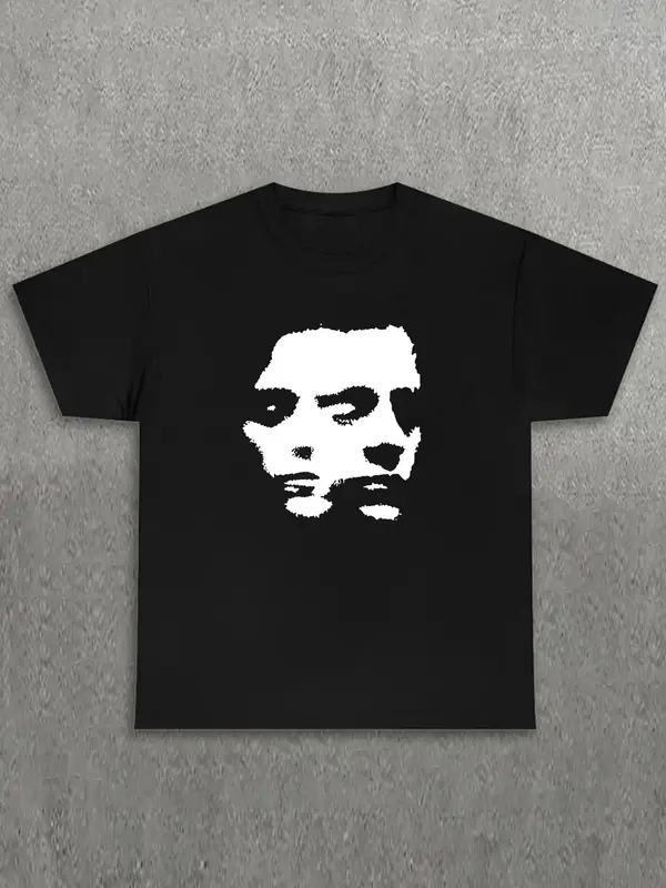 Men's Fashionable Casual Comfortable T-Shirt, Creative Illustration Pattern Printed Round Neck Short-Sleeved T-Shirt