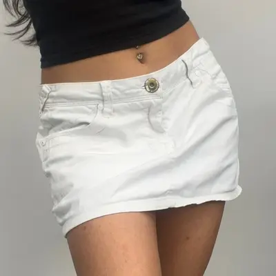 Only Mini Skirt - 31W UK 12 White Cotton