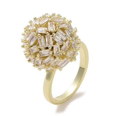 Brass Micro Pave Cubic Zirconia Cuff Ring