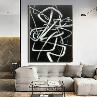 Original Abstract Painting Black And White Oil Painting Modern Abstract Paintings On Canvas Wall Art Unique Painting | THINKE...