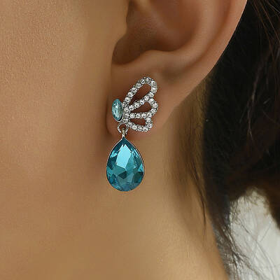 Elegant Alloy Butterfly with Teardrop Dangle Stud Earrings