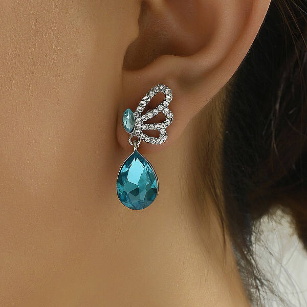 Elegant Alloy Butterfly with Teardrop Dangle Stud Earrings