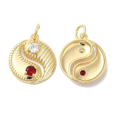 Brass Micro Pave Clear & Red Cubic Zirconia Pendants
