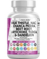 Milk Thistle NAC Chanca Piedra Beet Root Artichoke Dandelion Root - Liver Cleanse Detox & Repair Supplement TUDCA Capsules Pi...