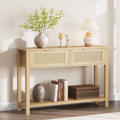 Garvee Entryway Table with 2 Drawers, Console Table for Entryway, Wood Sofa Table with Storage, Boho Console Table for Living...
