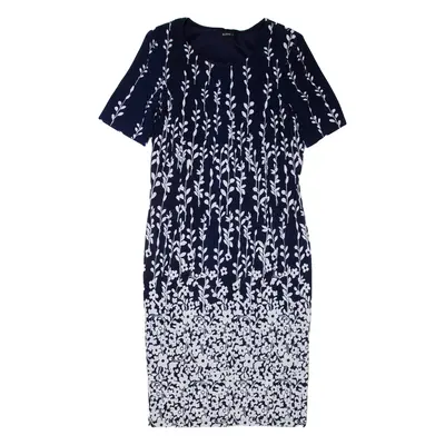 ROMAN Womens Bodycon Dress Blue Floral Short Sleeve Knee Length M