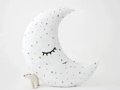 White with Golden Dots Crescent Moon Pillow