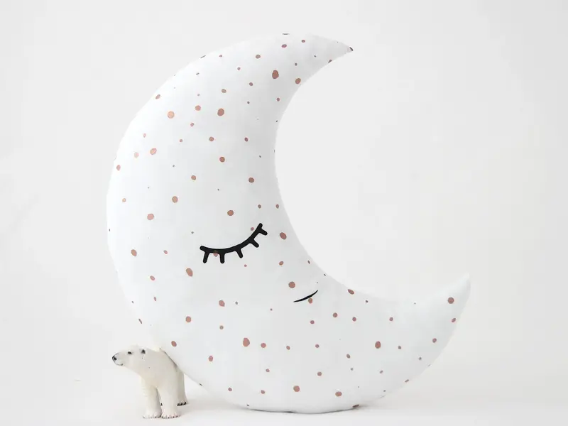 White with Golden Dots Crescent Moon Pillow