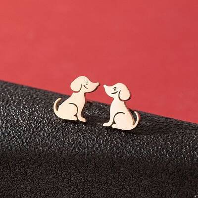 Stainless Steel Dog Stud Earrings
