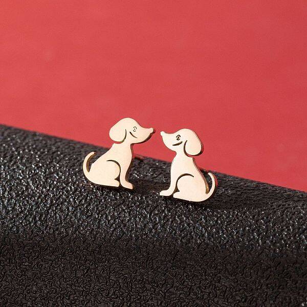 Stainless Steel Dog Stud Earrings