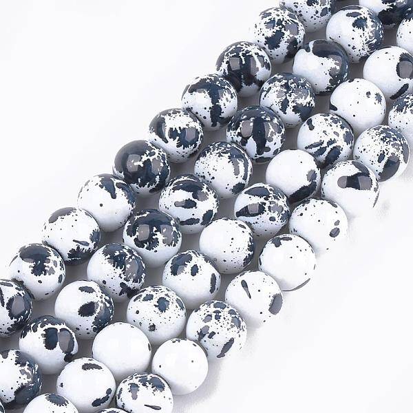 Baking Painted Round Glass Bead Strands