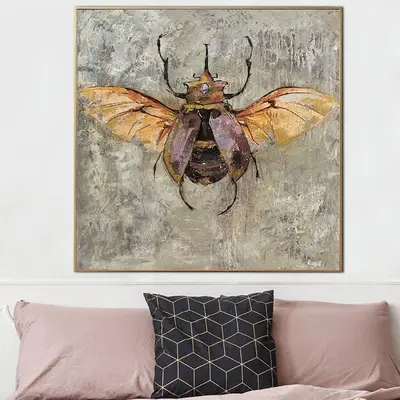 Stag beetle Painting On Canvas Large Nature Painting Insect Art Stag beetle Artwork Impasto Acrylic Impressionist Art Nature ...