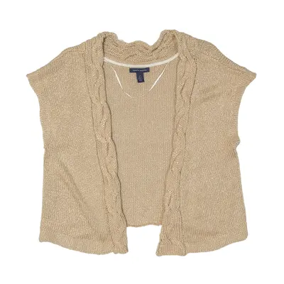 TOMMY HILFIGER Cardigan Brown Chunky Knit Sleeveless Womens S