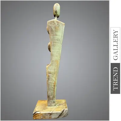 Abstract Vertical Wood Table Figurine Original Human Desktop Art for Home Decor | SOLITUDE 21.2"x6.3"