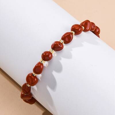 Natural Red Jasper Beaded Bracelets for Women
