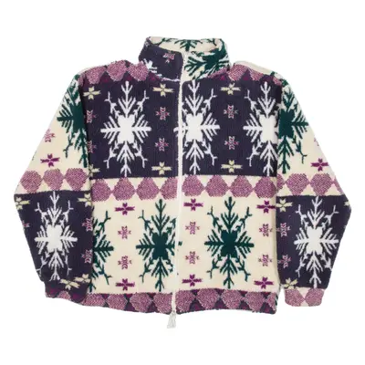 LIFT COMPANY Festive Womens Fleece Jacket Purple Fair Isle 2XL