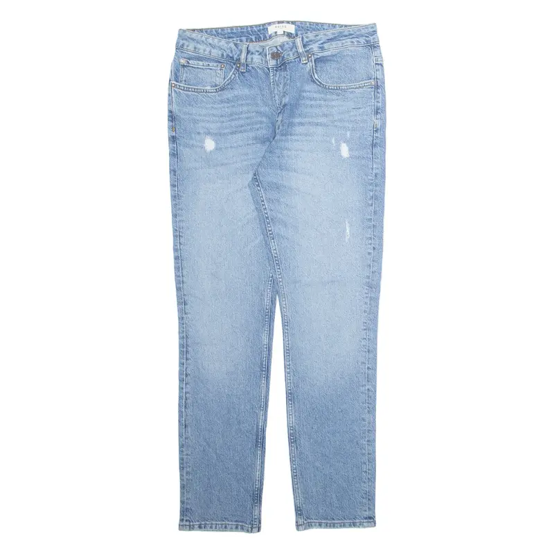 REISS Distressed Womens Jeans Blue Regular Tapered Stone Wash W32 L30