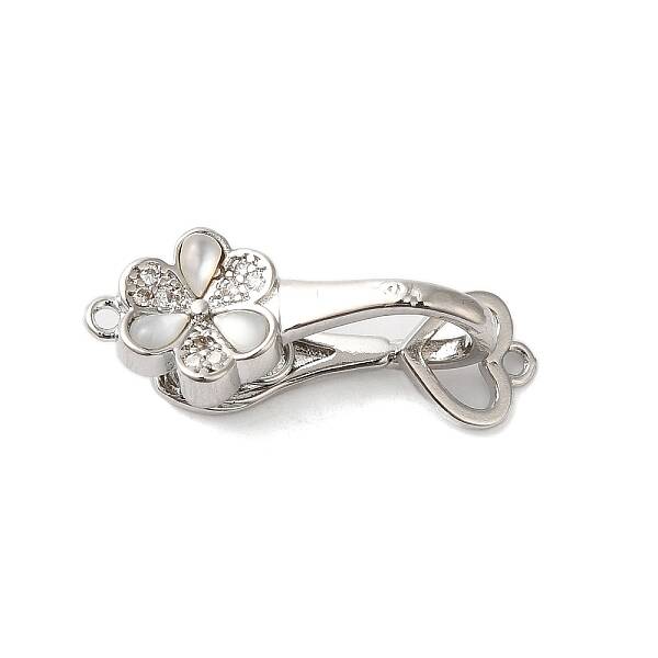 Brass Micro Pave Clear Cubic Zirconia Fold Over Clasps