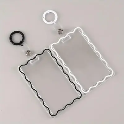 Transparent Acrylic Card Holder with Key Ring, 1 Count Durable Protective Sleeve for Student ID, Meal Cards, Office Supplies