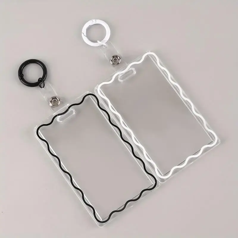 Transparent Acrylic Card Holder with Key Ring, 1 Count Durable Protective Sleeve for Student ID, Meal Cards, Office Supplies