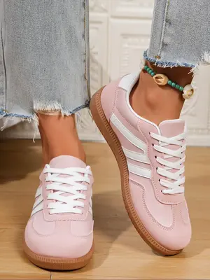 Women's Fashion Sneakers Comfortable Walking Shoes, Casual Lace-Up Design, Non-Slip Sports Shoes for Daily Wear, High-Quality...