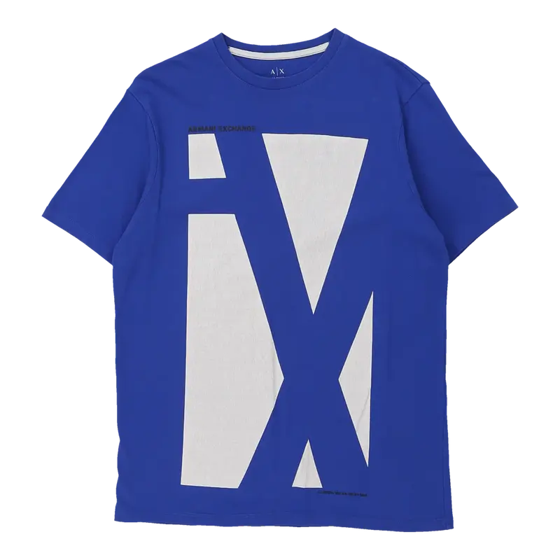 Armani Exchange Graphic T-Shirt - Small Blue Cotton