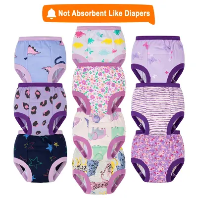 10-Pack Soft Cotton Potty Training Pants – Washable and Comfortable Training Underwear for Toddlers, Perfect for Boys and G...