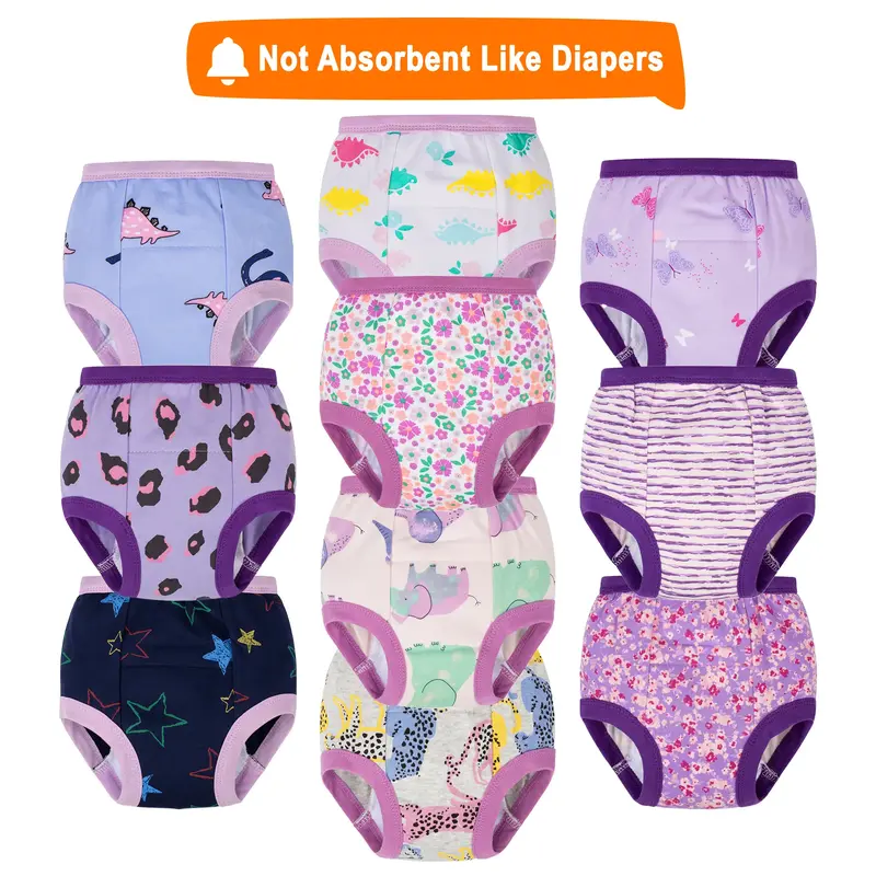 10-Pack Soft Cotton Potty Training Pants – Washable and Comfortable Training Underwear for Toddlers, Perfect for Boys and G...