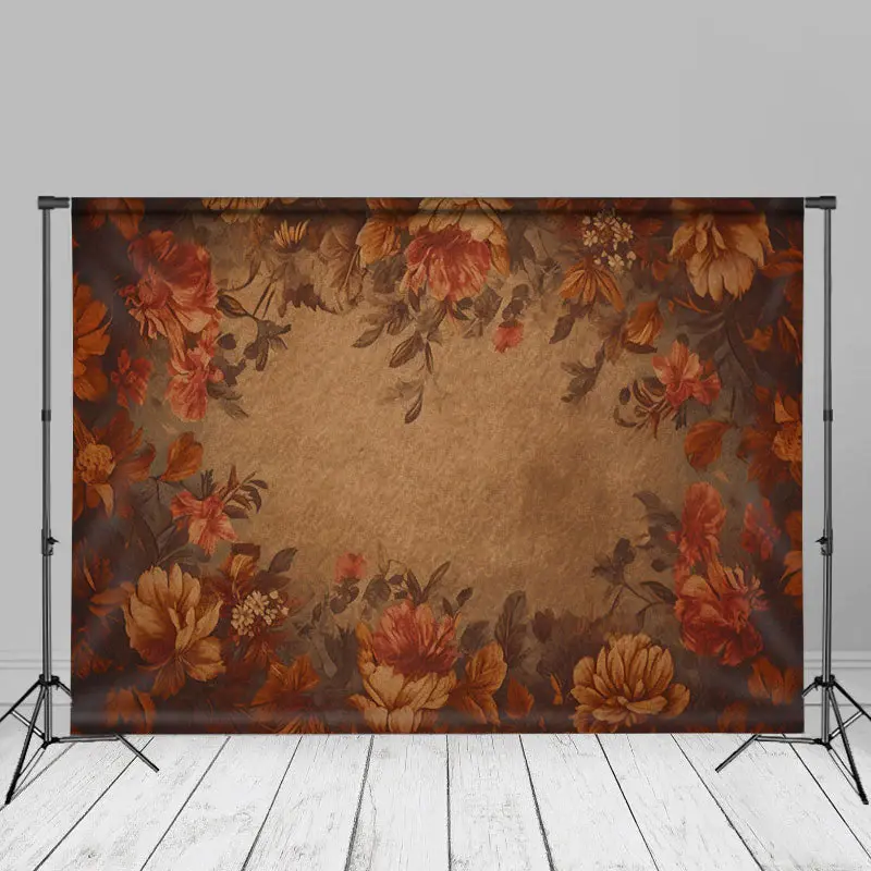Vintage Red Floral Fine Art Portrait Photo Backdrop - Aperturee