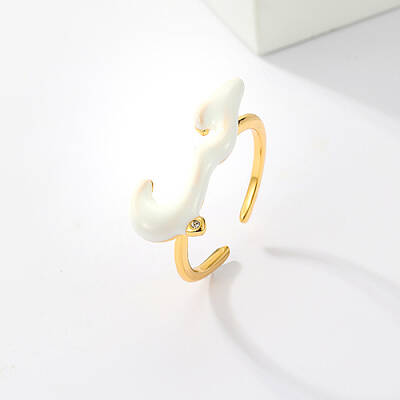 Cloud Shape Real 18K Gold Plated Brass Micro Pave Cubic Zirconia Open Cuff Rings