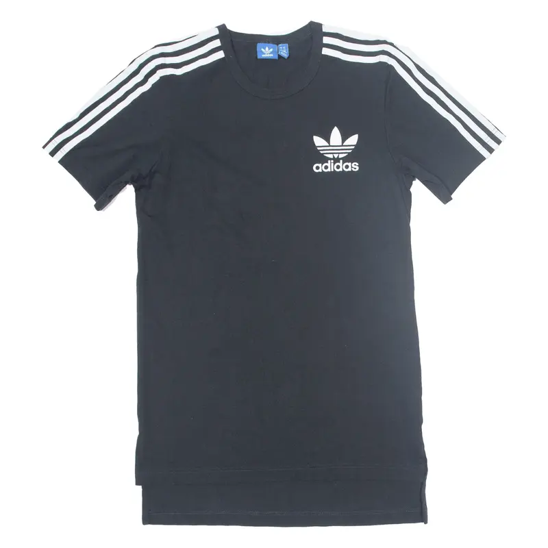 ADIDAS Oversized T-Shirt Dress Black Short Sleeve Short Womens UK 6