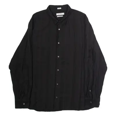 CALVIN KLEIN Modern Fit Mens Shirt Black Striped Long Sleeve 2XL