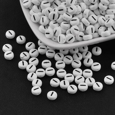 Flat Round with Letter I Acrylic Beads