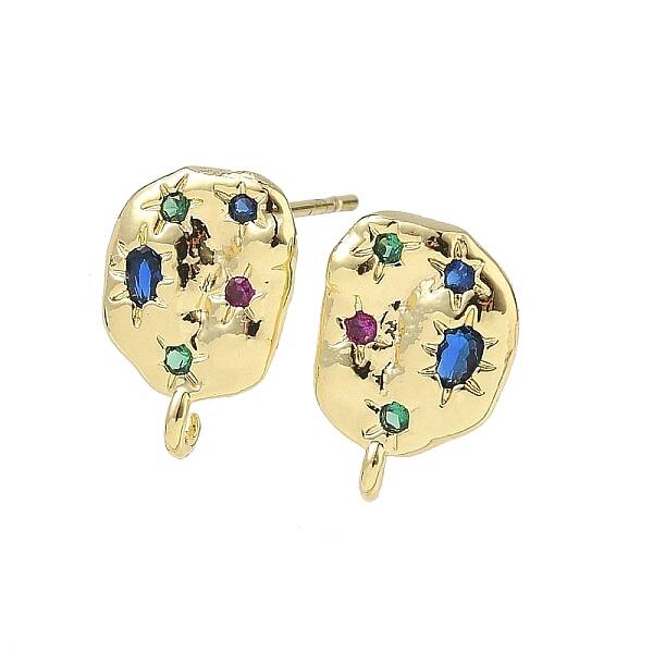 Brass Micro Pave Cubic Zirconia Stud Earring Findings