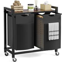 Laundry Hamper with Pull-Out Removable Sorter Bags Large Capacity and Movable Wheels,Freestanding Clothes Basket Organizer fo...