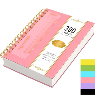 Spiral Journal Notebook, A5 Lined Hardcover Notebook For Women Men Work School Travel, 300 Pages PVC Cover Notepad For Note T...