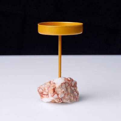 Rough Raw Natural Netstone Base Candle Holder