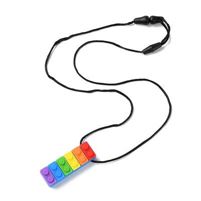 Rainbow Building Blocks Food Grade  Silicone Pendant Molar Stick Nursing Necklaces