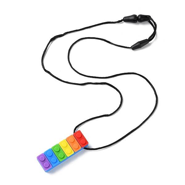 Rainbow Building Blocks Food Grade  Silicone Pendant Molar Stick Nursing Necklaces
