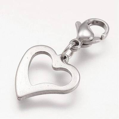 Non-Tarnish 304 Stainless Steel Open Heart Pendants
