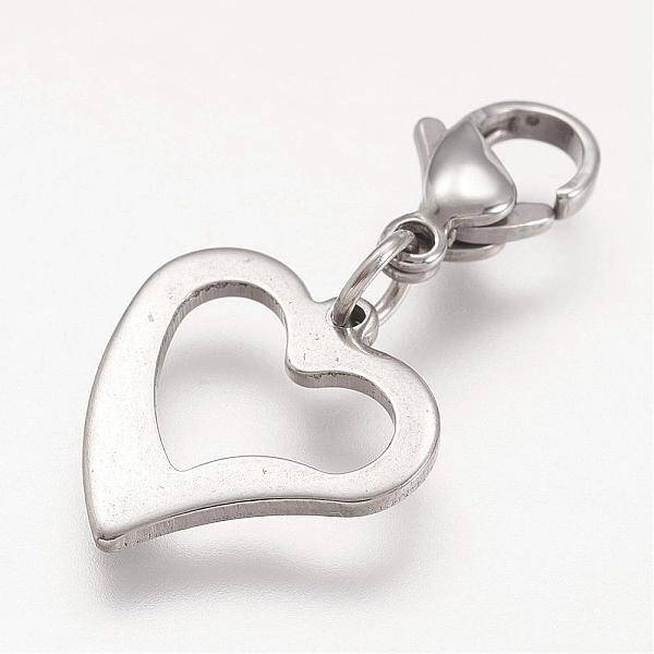 Non-Tarnish 304 Stainless Steel Open Heart Pendants