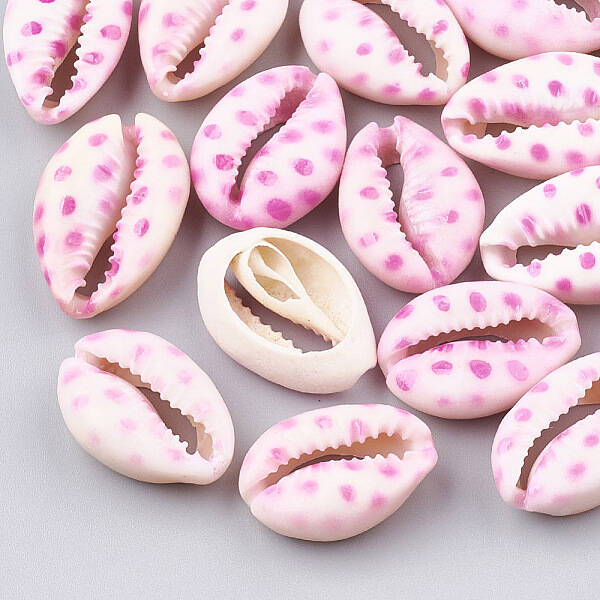 Printed Natural Cowrie Shell Beads