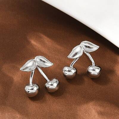 Cherry Brass Stud Earrings