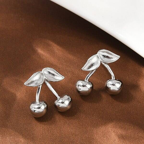 Cherry Brass Stud Earrings
