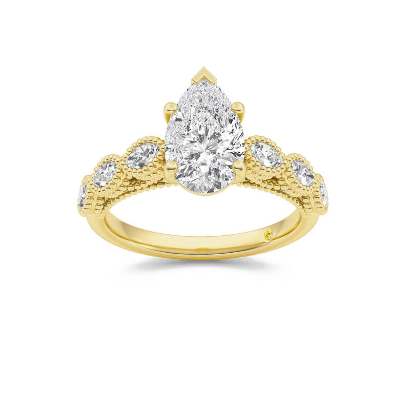 Lhasa Pear Shape Lab Grown Diamond Engagement Ring | 10K Yellow Gold 3 1/4 CT. TW.