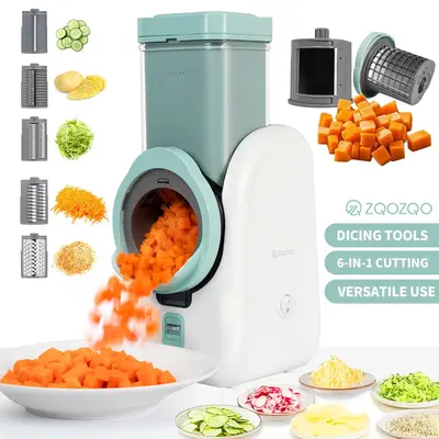 Electric Rotary Cheese Grater – 6 Blades with Dicing Function,Kitchen Utensils for Quick Food Prep