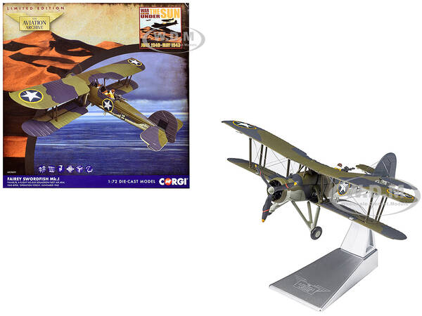 Fairey Swordfish Mk.I Bomber Aircraft No. 833 Squadron of the Fleet Air Arm HMS Biter Operation Torch (1942) British Royal Ai...